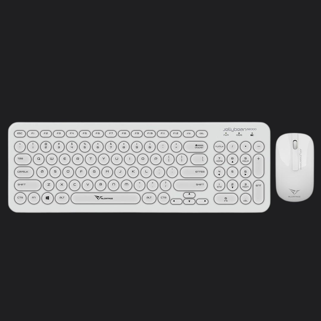 Alcatroz A2000 Jellybean Wireless Keyboard and Mouse Combo - White - RetroguySA
