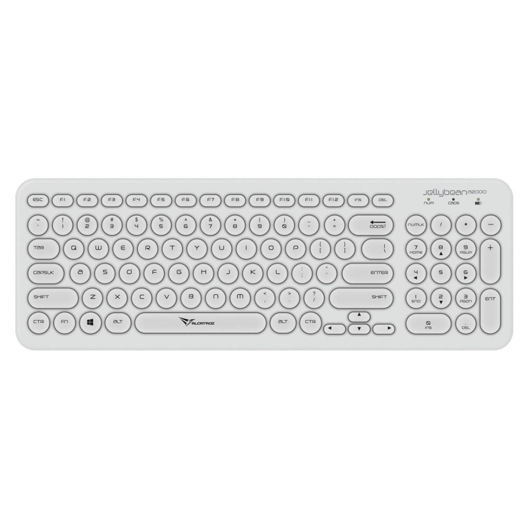 Alcatroz A2000 Jellybean Wireless Keyboard and Mouse Combo - White - RetroguySA