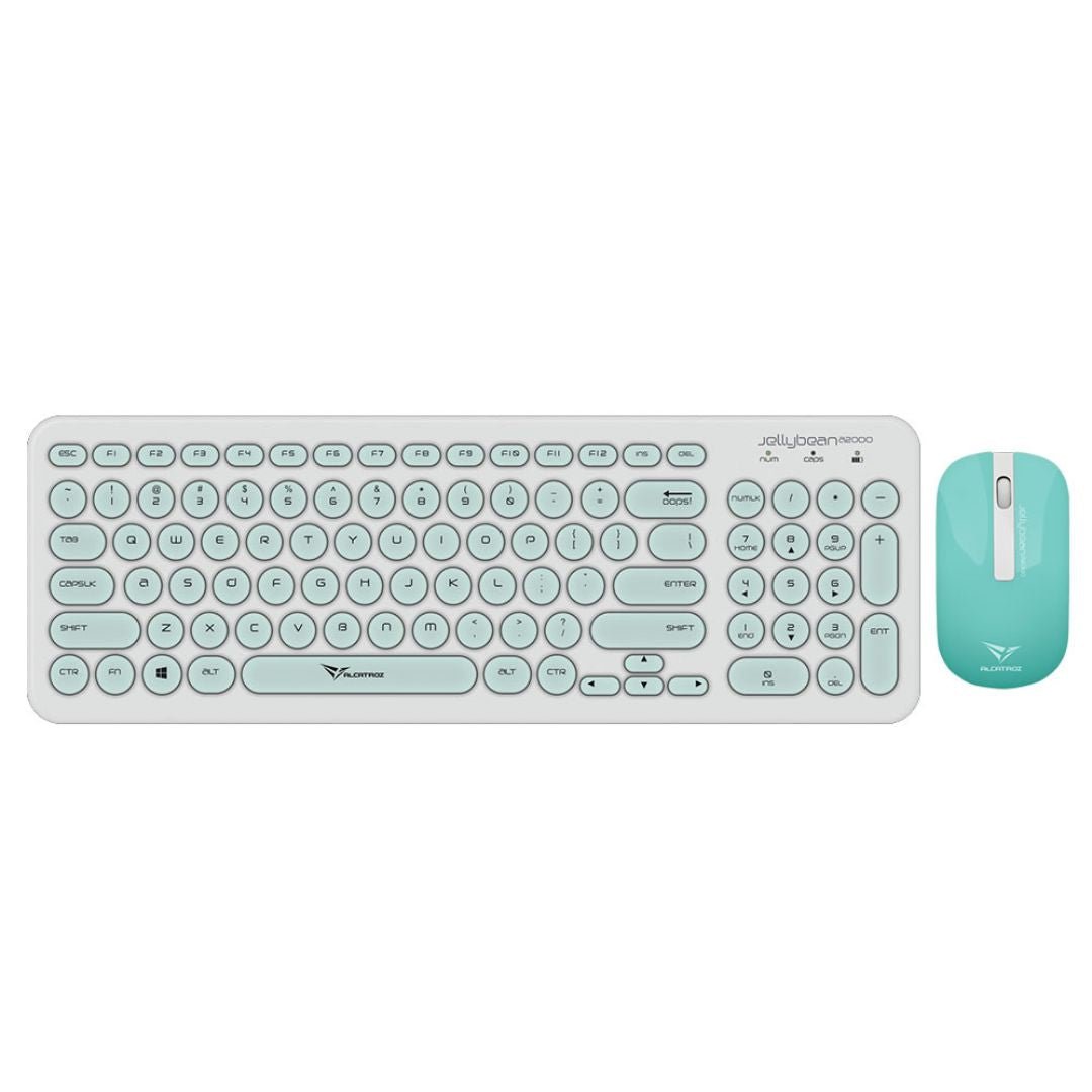 Alcatroz A2000 Jellybean Wireless Keyboard and Mouse Combo - White/Mint - RetroguySA