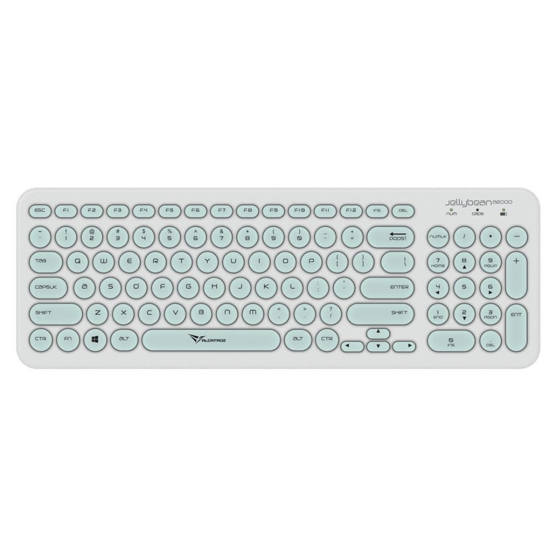 Alcatroz A2000 Jellybean Wireless Keyboard and Mouse Combo - White/Mint - RetroguySA