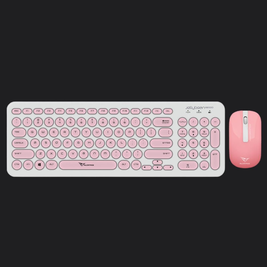 Alcatroz A2000 Jellybean Wireless Keyboard and Mouse Combo - White/Peach - RetroguySA
