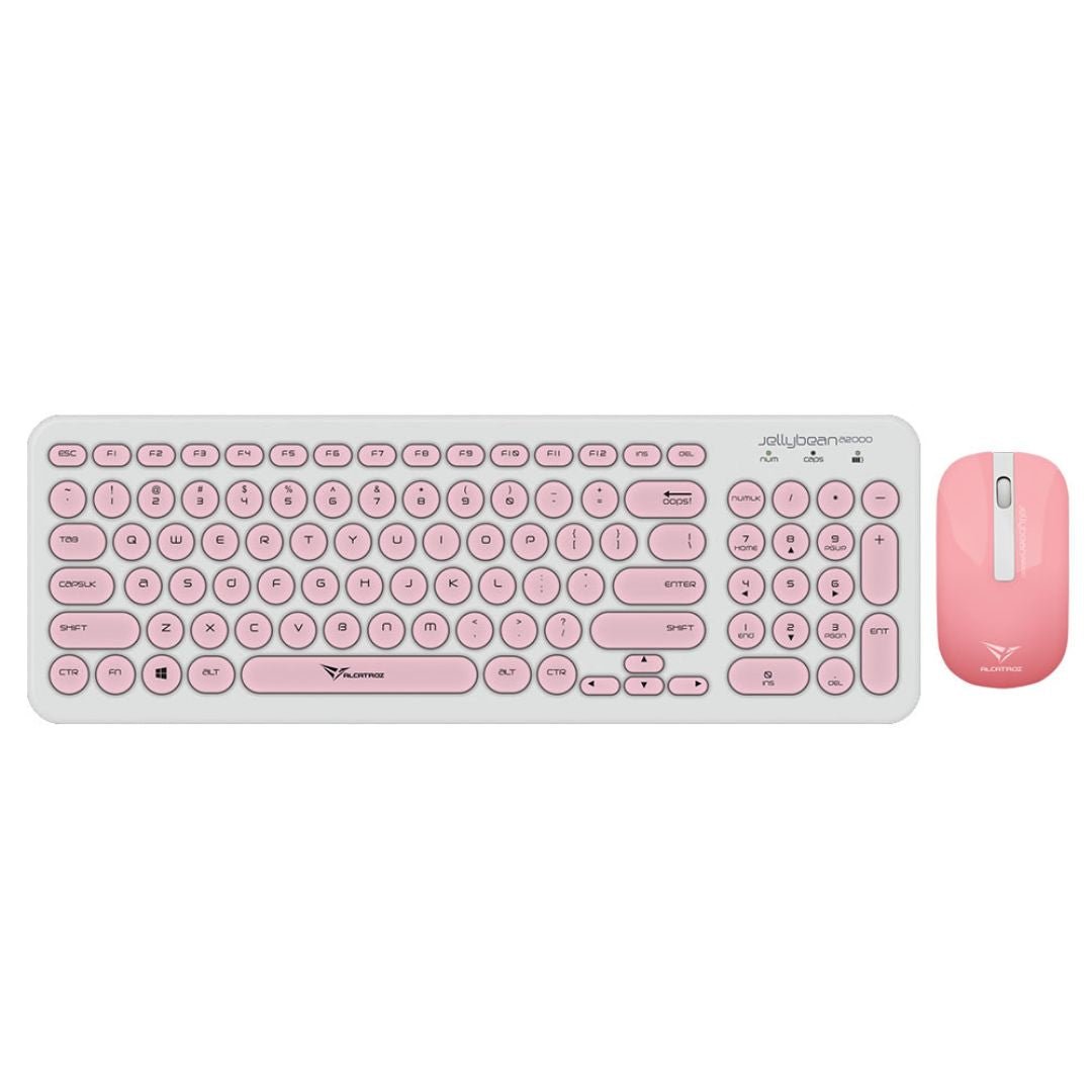 Alcatroz A2000 Jellybean Wireless Keyboard and Mouse Combo - White/Peach - RetroguySA