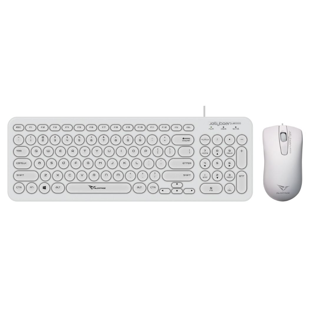 Alcatroz Jellybean U2000 Keyboard and Mouse - White - RetroguySA