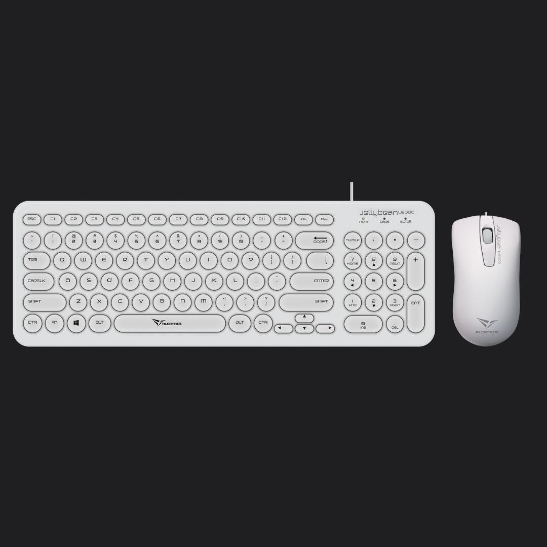 Alcatroz Jellybean U2000 Keyboard and Mouse - White - RetroguySA