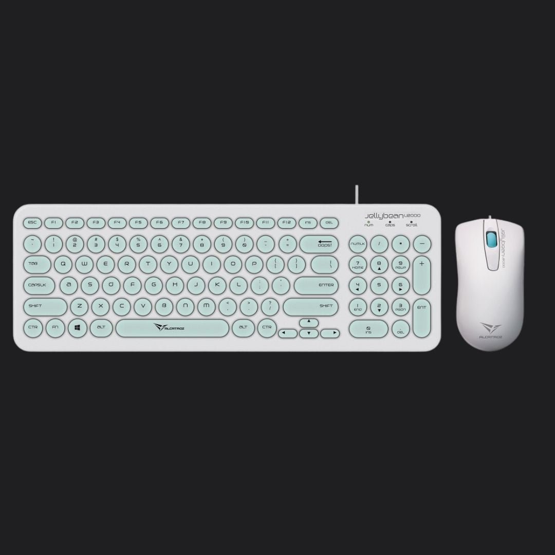Alcatroz Jellybean U2000 Keyboard and Mouse - White/Mint - RetroguySA