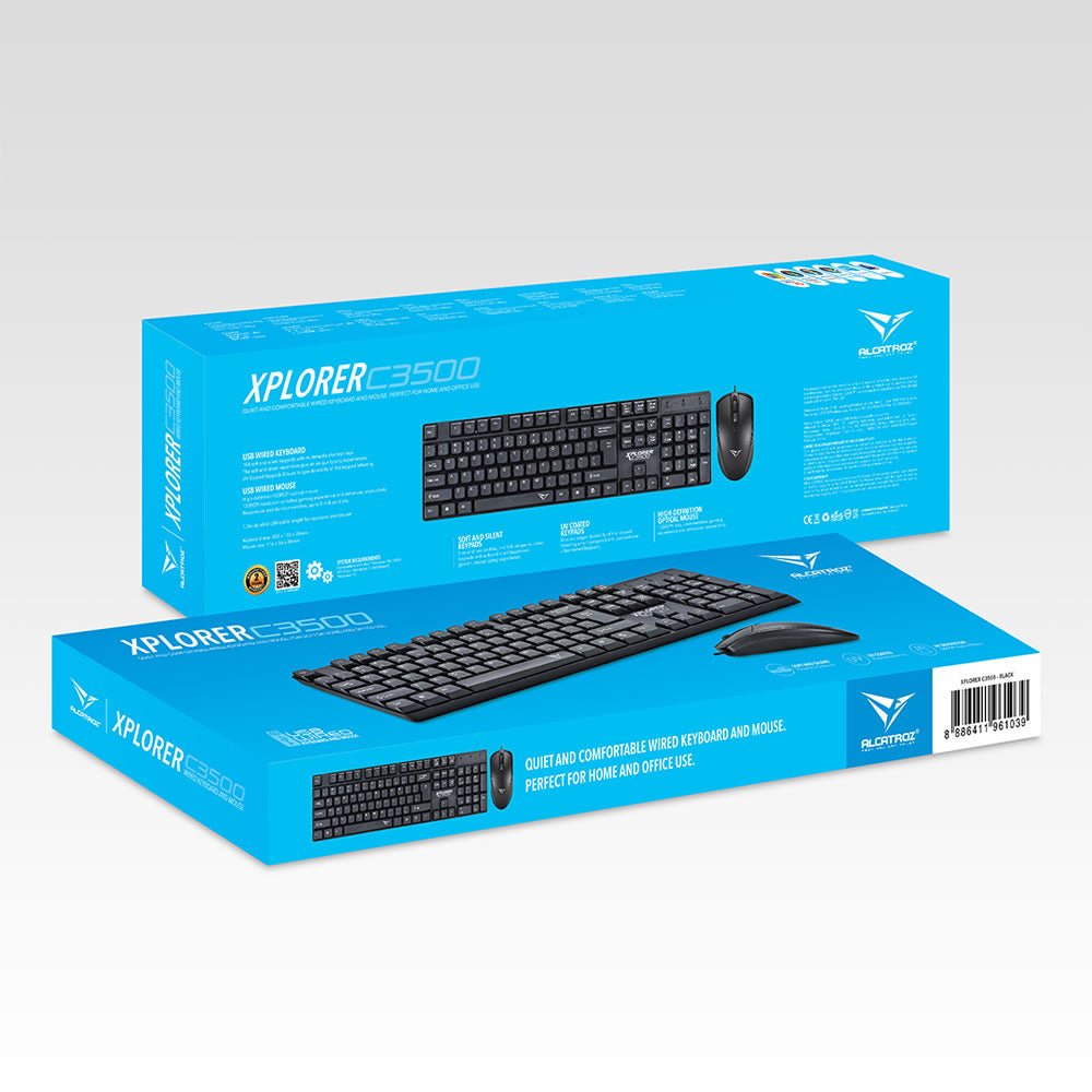 Alcatroz Xplorer C3500 Wired Keyboard and Mouse Combo - RetroguySA