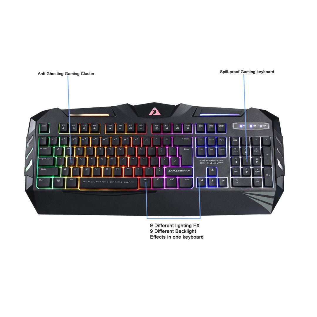 Armaggeddon AK - 666 Kalashnikov Membrane Gaming Keyboard - RetroguySA