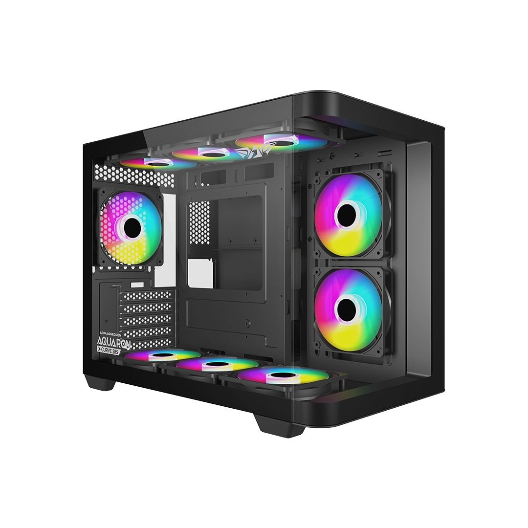 Armaggeddon Aquaron X - Curve 285 MicroATX Gaming Case - Black - RetroguySA
