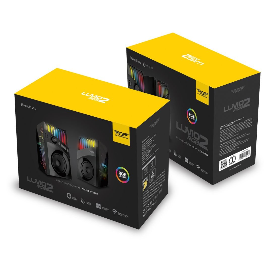 Armaggeddon Lumo 2 RGB 2.0 Stereo Bluetooth Gaming Speakers - RetroguySA