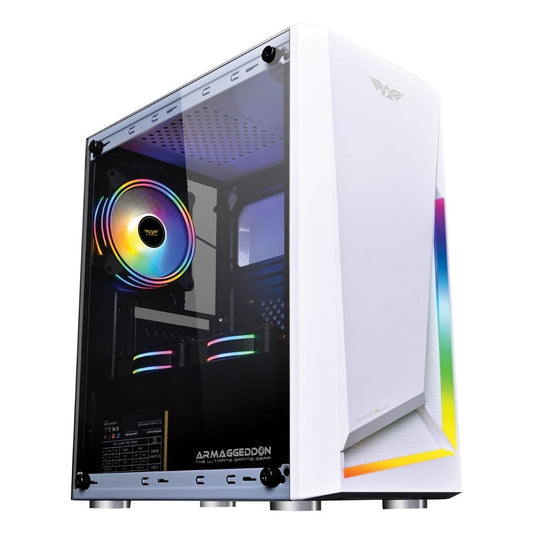 Armaggeddon Nimitz N5 Aurora Micro - ATX Gaming Case (No Fans) - White - RetroguySA
