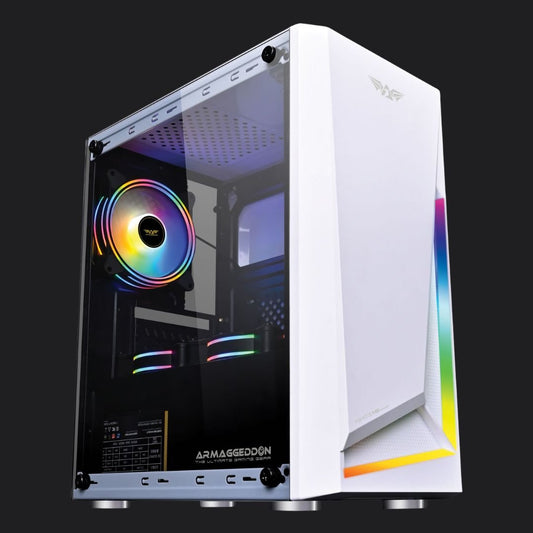 Armaggeddon Nimitz N5 Aurora Micro - ATX Gaming Case (No Fans) - White - RetroguySA
