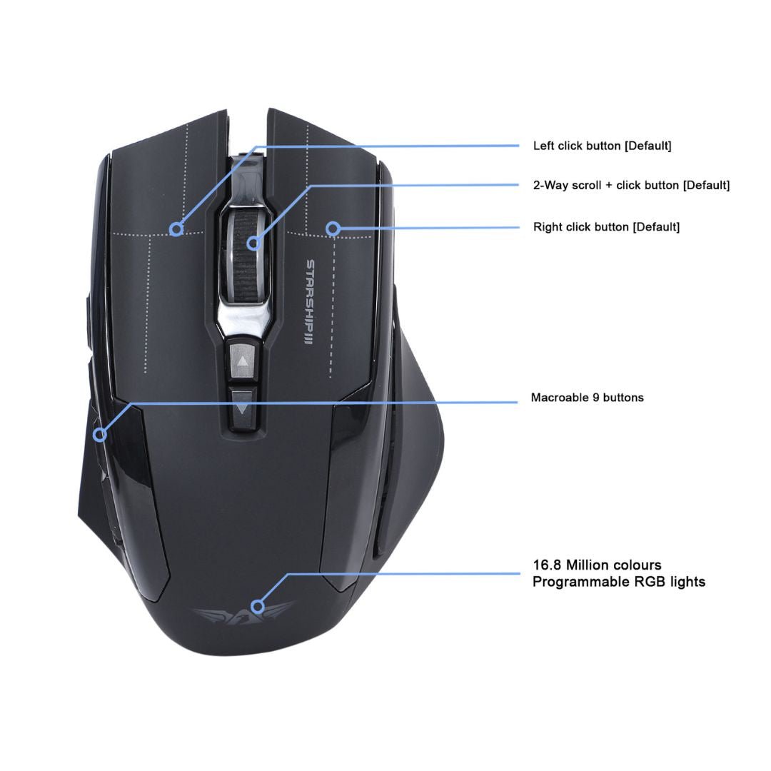 Armaggeddon NRO - 5 STARSHIP III RGB Laser Gaming Mouse - RetroguySA