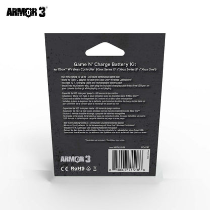 Armor3 Game N' Charge Battery Kit for Xbox Series X - Black - RetroguySA
