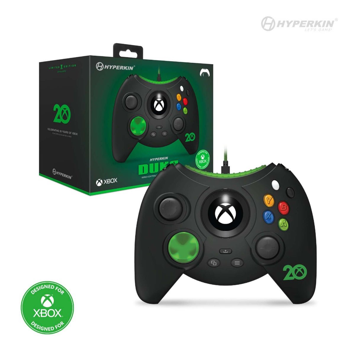 Hyperkin Xbox 20th Anniversary Limited Edition Duke Wired Xbox Controller - Black - RetroguySA