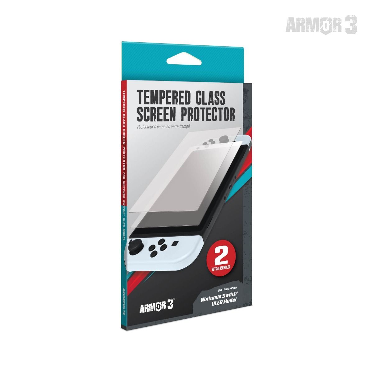 Armor3 Tempered Glass Screen Protector 2 Pack For Nintendo Switch OLED