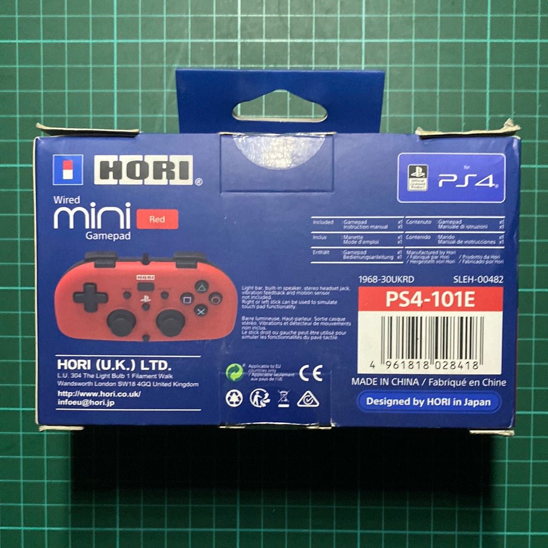 Horipad Mini Wired Controller for PS4 | Red | Playstation 4 | PS4 | Accessories - RetroguySA