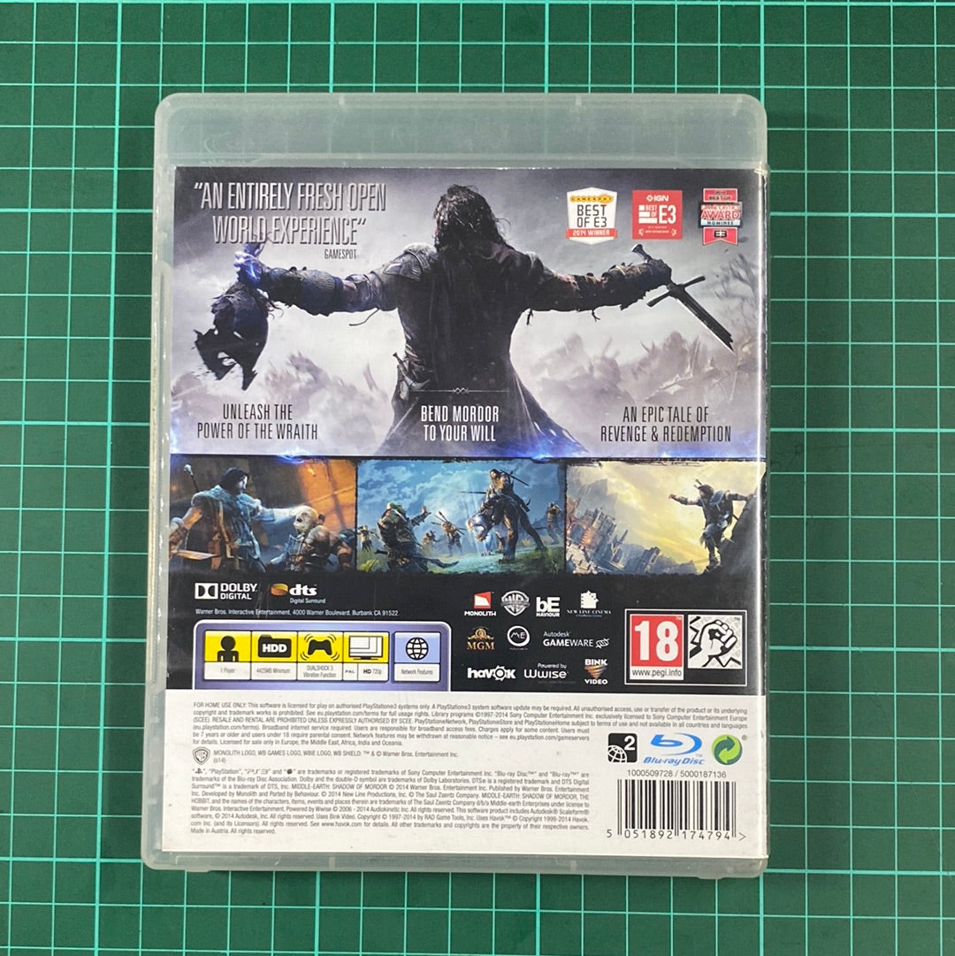 Middle-Earth : Shadow of Mordor | PS3 | PlayStation 3 | Used Game